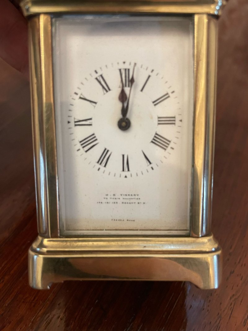 Antique Edwardian Quality Miniature Brass Carriage Clock By J C Vickery, London - Image 3